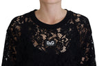 Schwarzes Blumen-Spitzen-Baumwoll-Shift-Minikleid