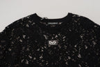Schwarzes Blumen-Spitzen-Baumwoll-Shift-Minikleid