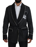 Schwarzer Robe gestreifte DG Patch Jacke Herren Blazer