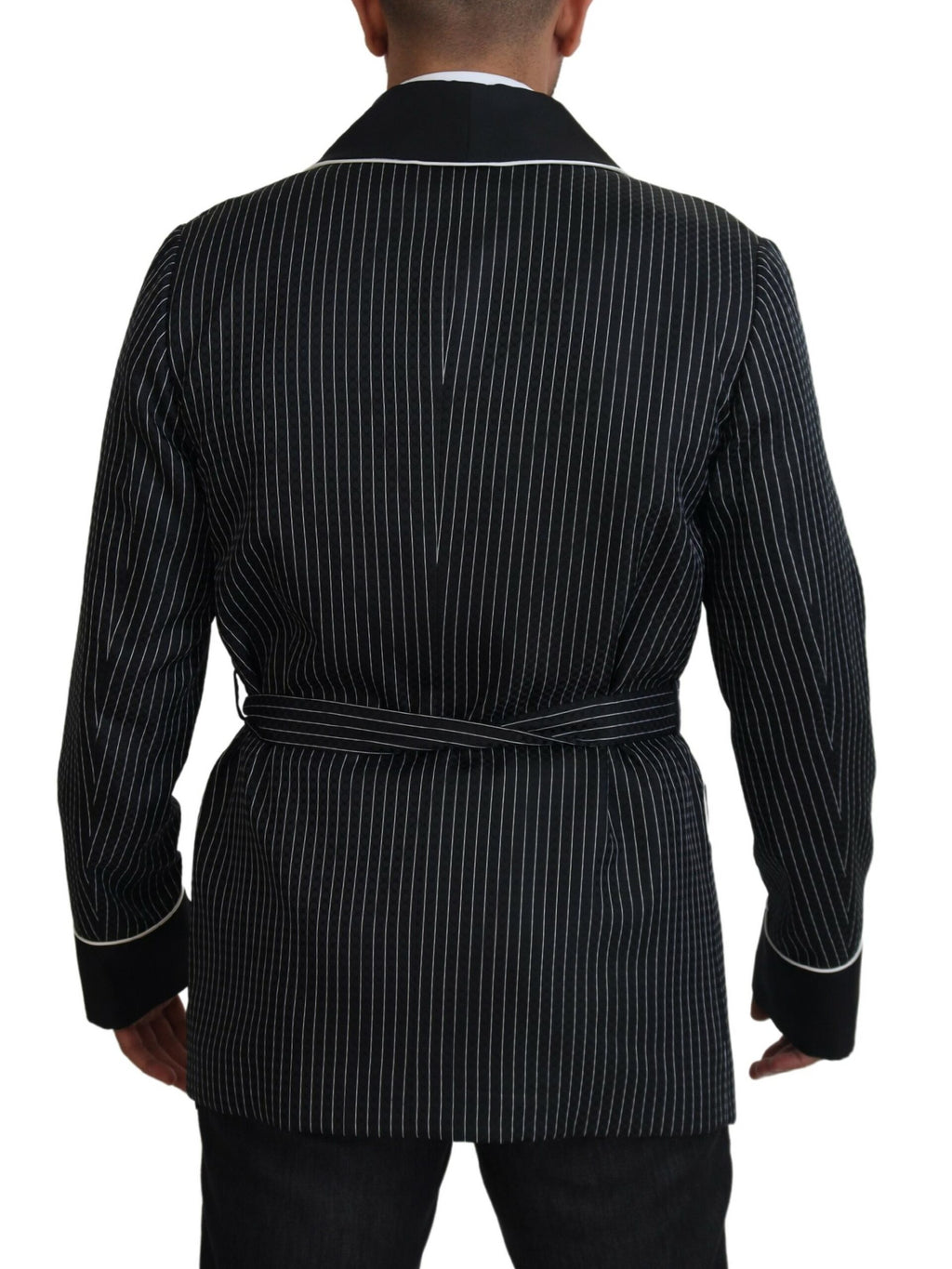 Schwarzer Robe gestreifte DG Patch Jacke Herren Blazer