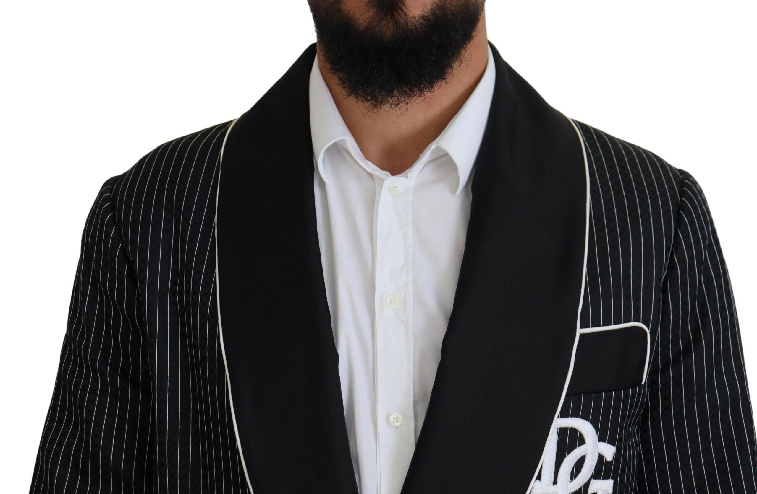 Schwarzer Robe gestreifte DG Patch Jacke Herren Blazer