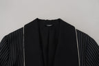 Schwarzer Robe gestreifte DG Patch Jacke Herren Blazer