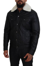 Black Lamb Leather Collared Men Coat Jacket