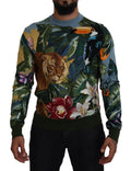 Mehrfarbiger Jungle Pullover aus Wolle mit Logo