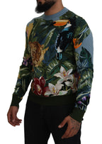 Mehrfarbiger Jungle Pullover aus Wolle mit Logo
