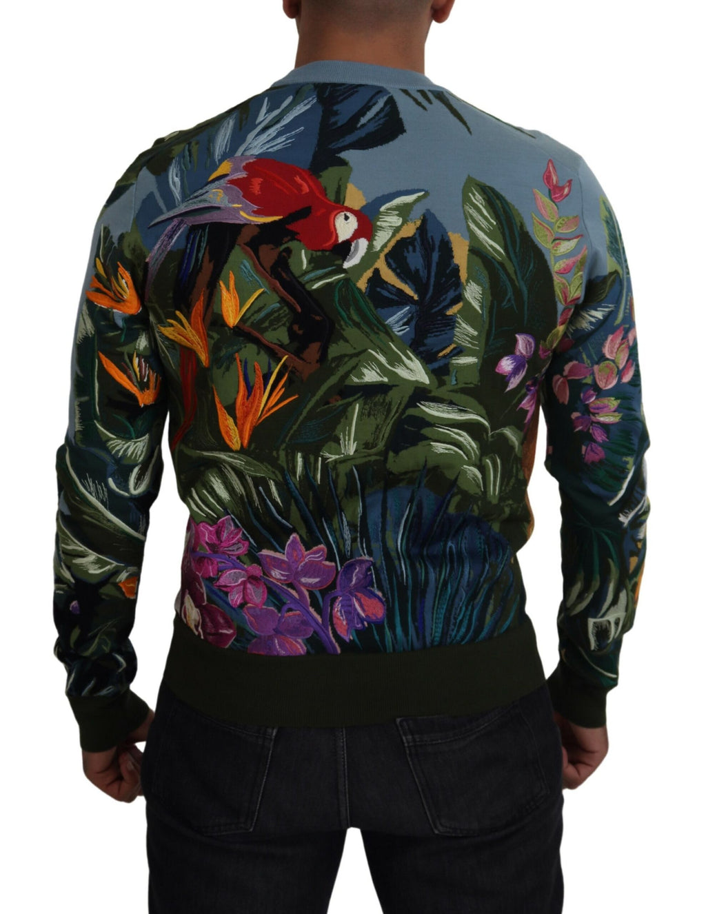 Mehrfarbiger Jungle Pullover aus Wolle mit Logo