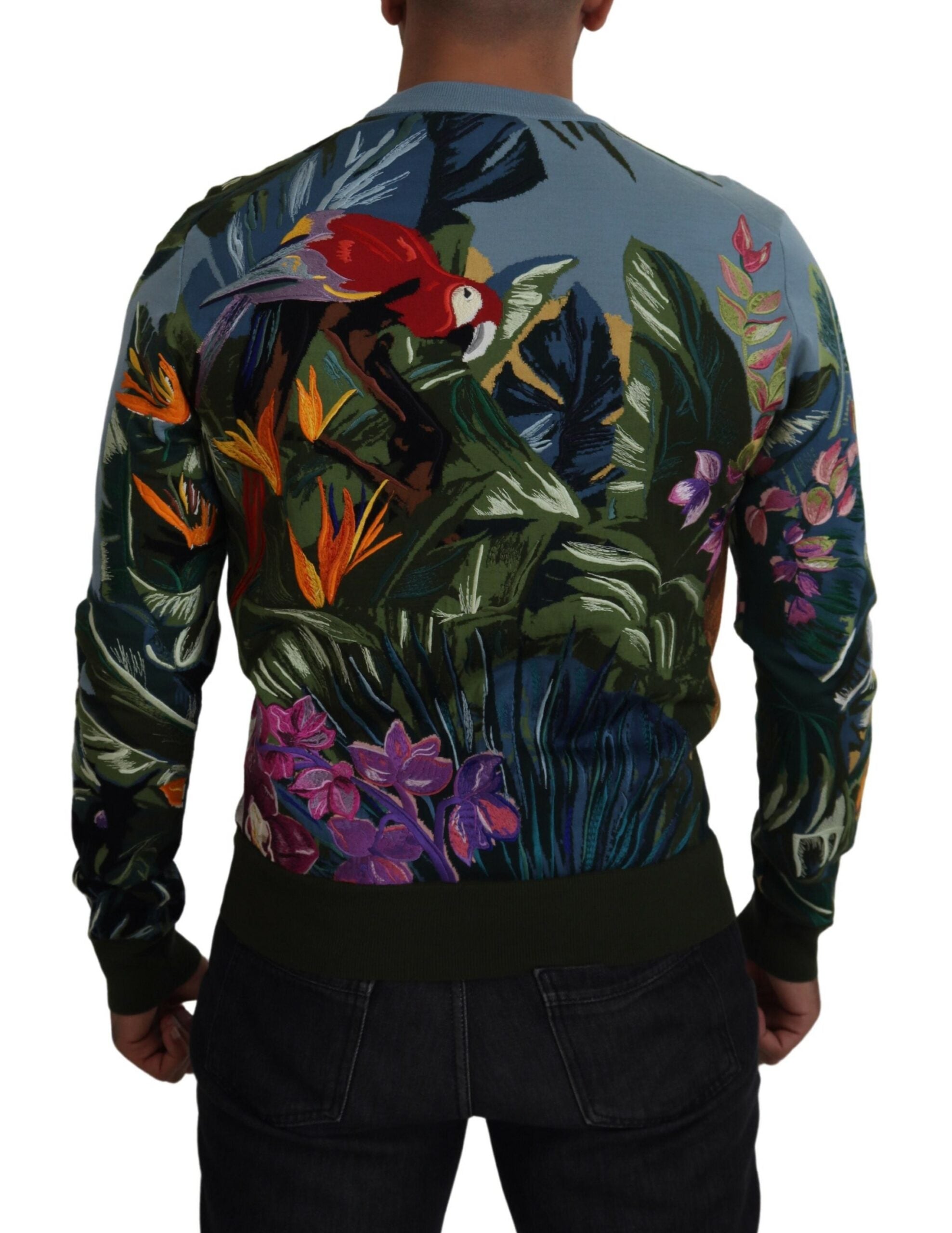 Mehrfarbiger Jungle Pullover aus Wolle mit Logo