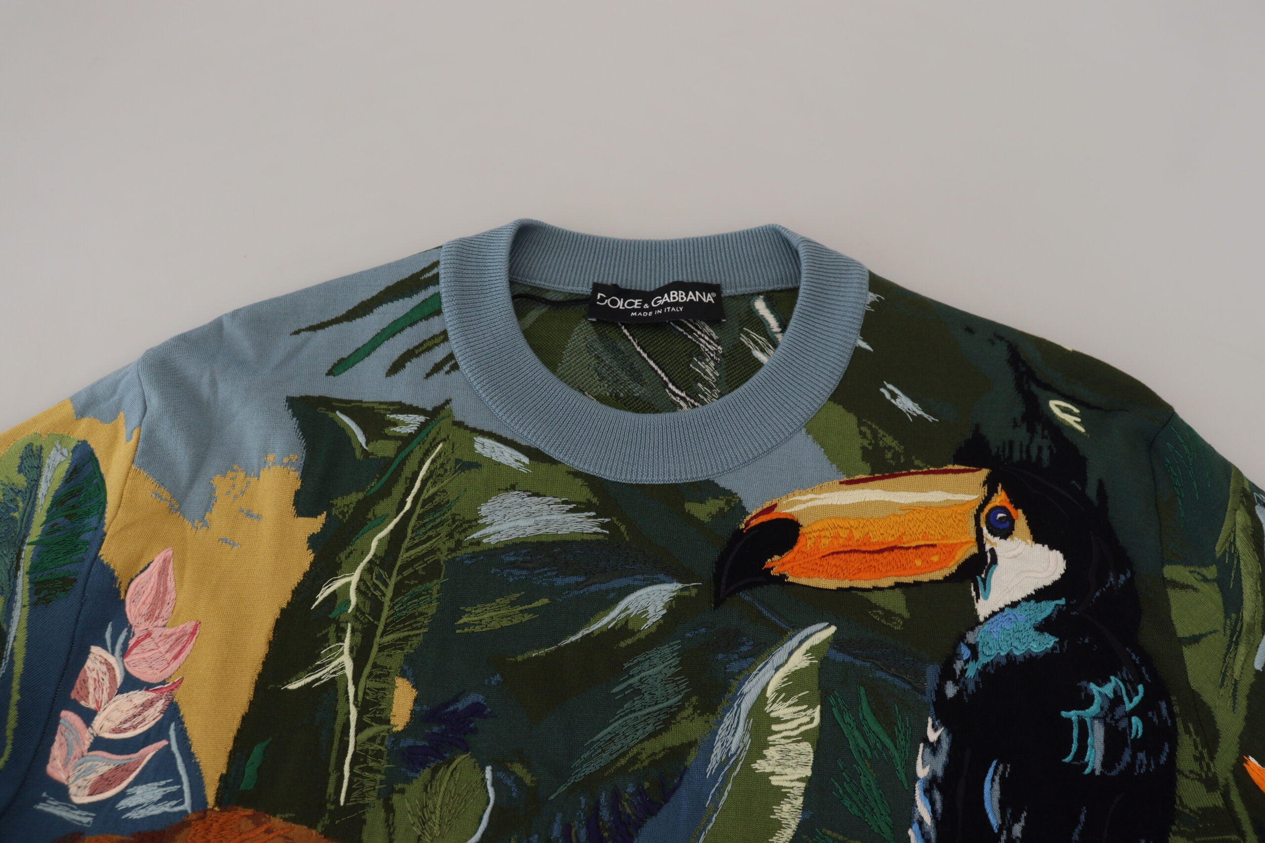 Mehrfarbiger Jungle Pullover aus Wolle mit Logo