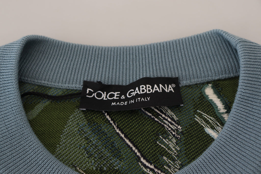 Mehrfarbiger Jungle Pullover aus Wolle mit Logo
