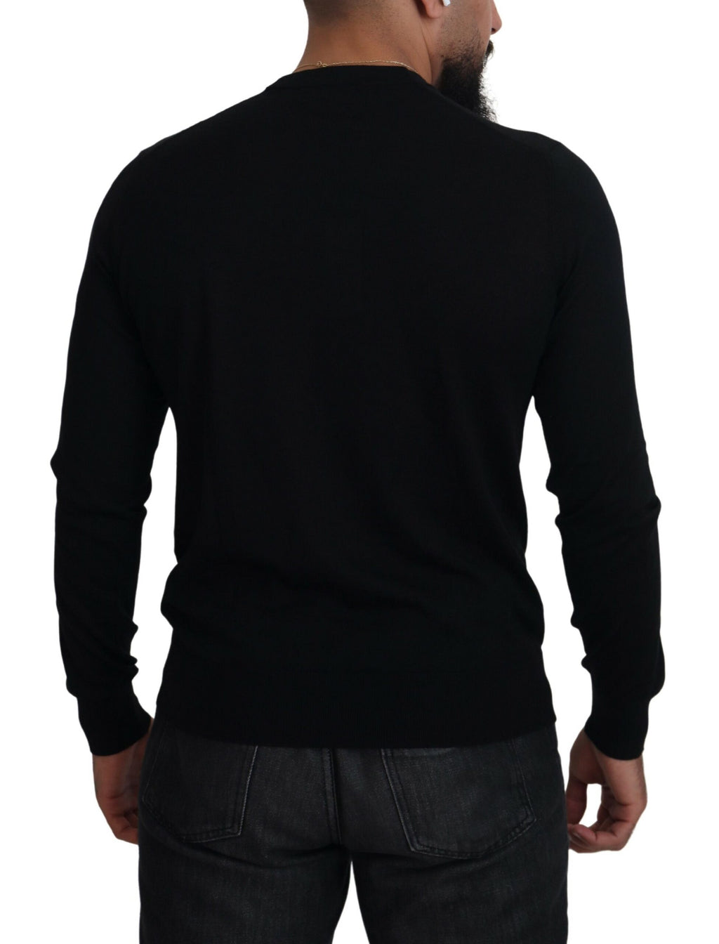 Schwarze Kaschmir-Strickjacke mit Knöpfen