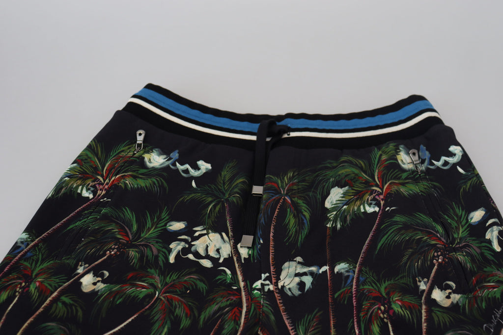 Schwarze Casual-Shorts mit Vulkandruck aus Baumwolle