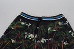 Schwarze Casual-Shorts mit Vulkandruck aus Baumwolle