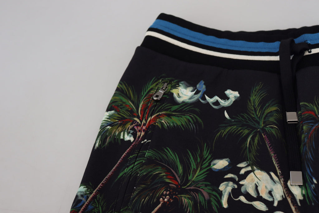 Schwarze Casual-Shorts mit Vulkandruck aus Baumwolle