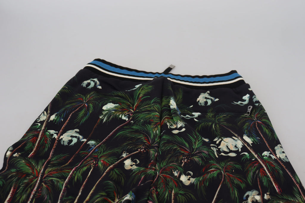 Schwarze Casual-Shorts mit Vulkandruck aus Baumwolle