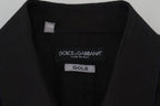 Schwarzes Langarmhemd aus Baumwolle mit Kragen GOLD