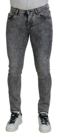 Graue Slim Fit Herren Denim Jeans aus gewaschener Baumwolle