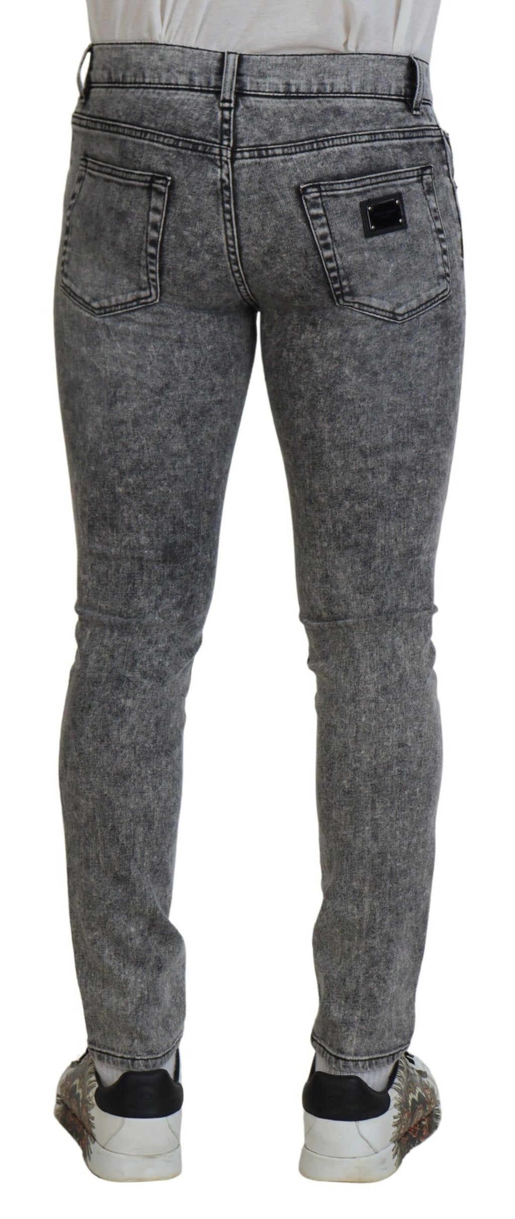 Graue Slim Fit Herren Denim Jeans aus gewaschener Baumwolle
