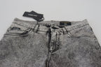 Graue Slim Fit Herren Denim Jeans aus gewaschener Baumwolle