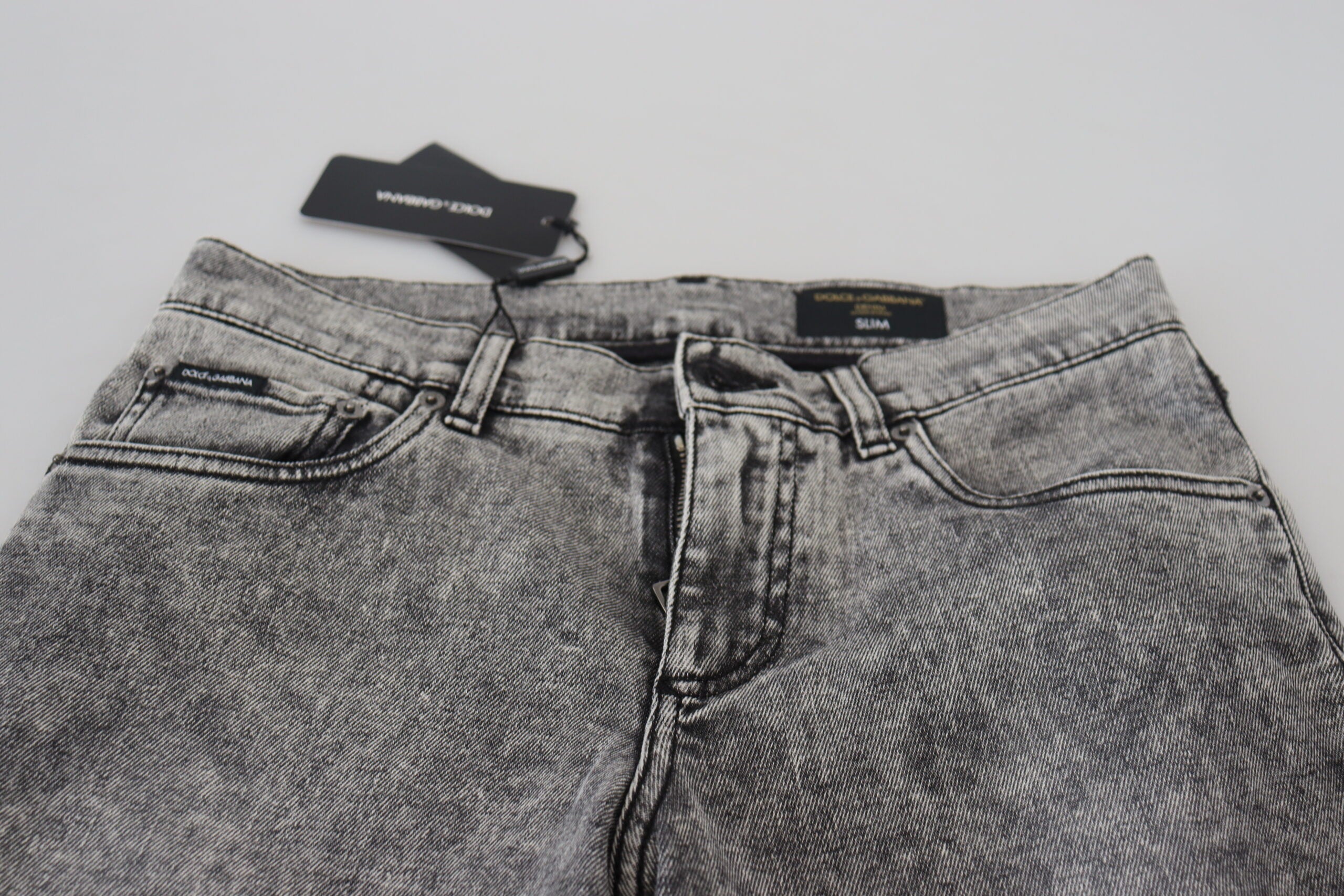 Graue Slim Fit Herren Denim Jeans aus gewaschener Baumwolle