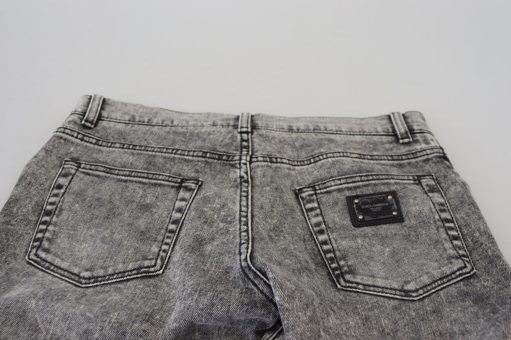 Graue Slim Fit Herren Denim Jeans aus gewaschener Baumwolle