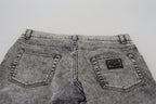 Graue Slim Fit Herren Denim Jeans aus gewaschener Baumwolle