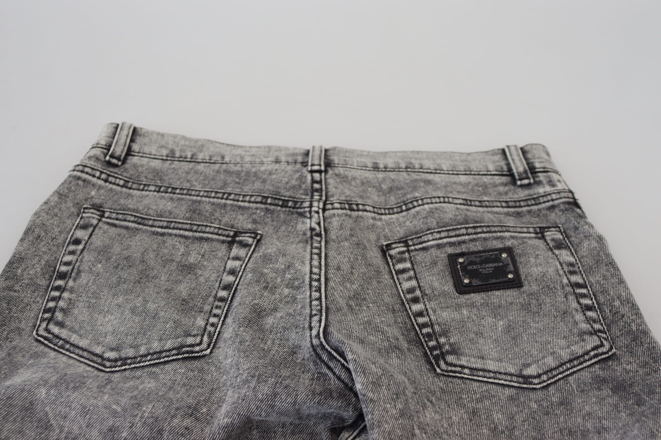 Graue Slim Fit Herren Denim Jeans aus gewaschener Baumwolle