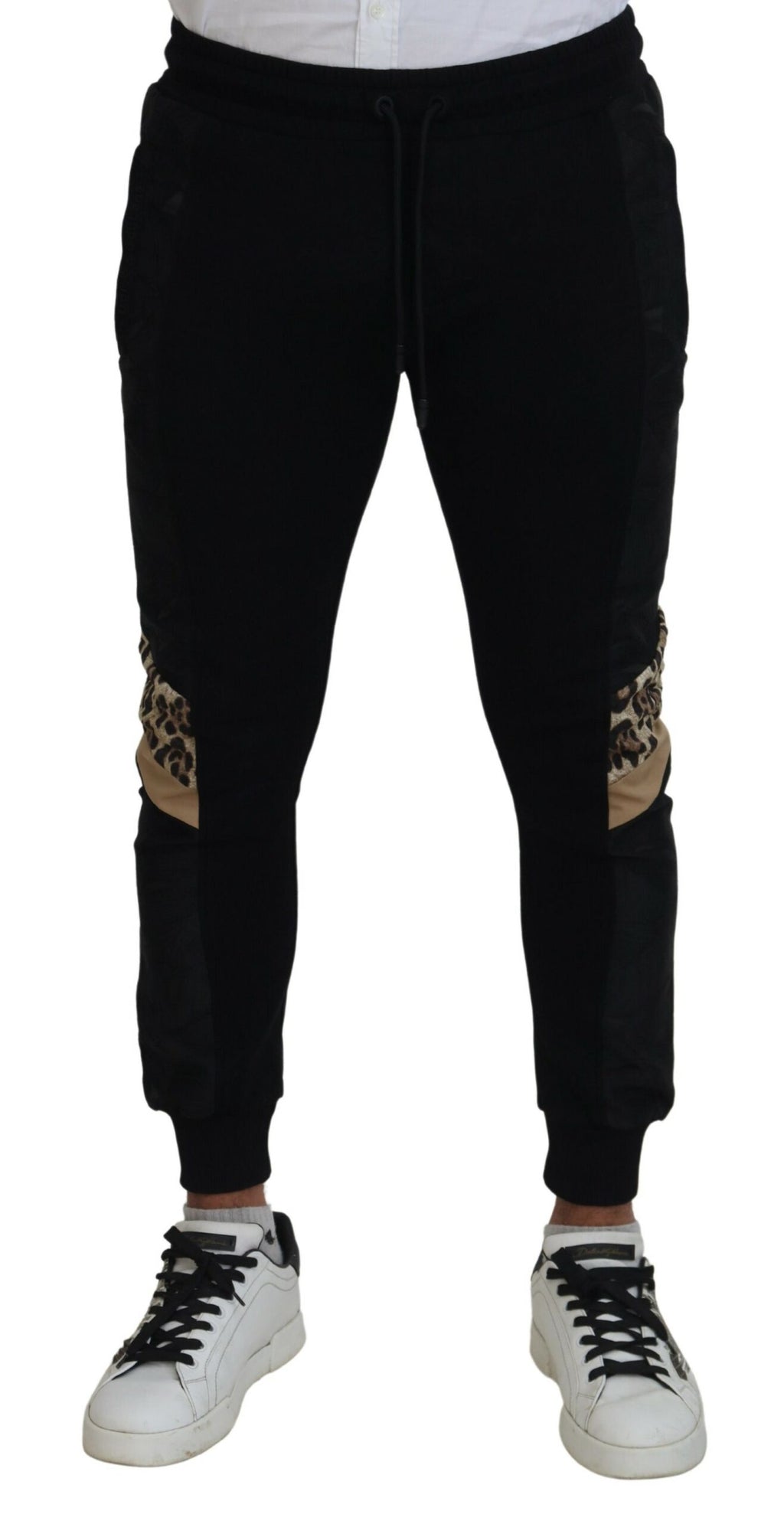 Black Polyester Skinny Jogger Men's Pants