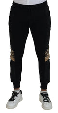 Black Polyester Skinny Jogger Men's Pants