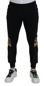 Black Polyester Skinny Jogger Men's Pants