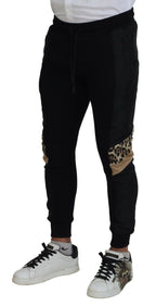 Black Polyester Skinny Jogger Men's Pants