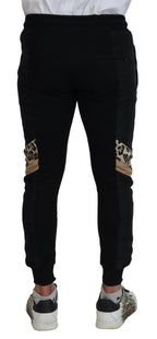 Black Polyester Skinny Jogger Men's Pants
