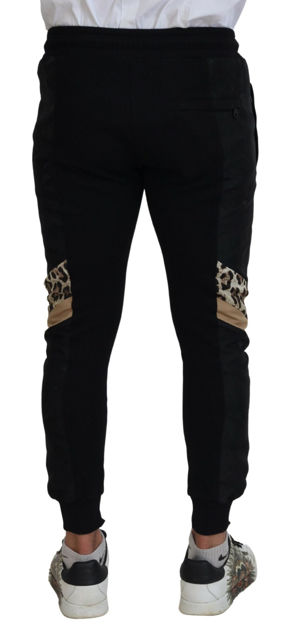 Black Polyester Skinny Jogger Men's Pants