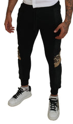 Black Polyester Skinny Jogger Men's Pants