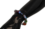 Mehrfarbiges Messing-Perlenarmband mit Karabinerverschluss und silberner Kette