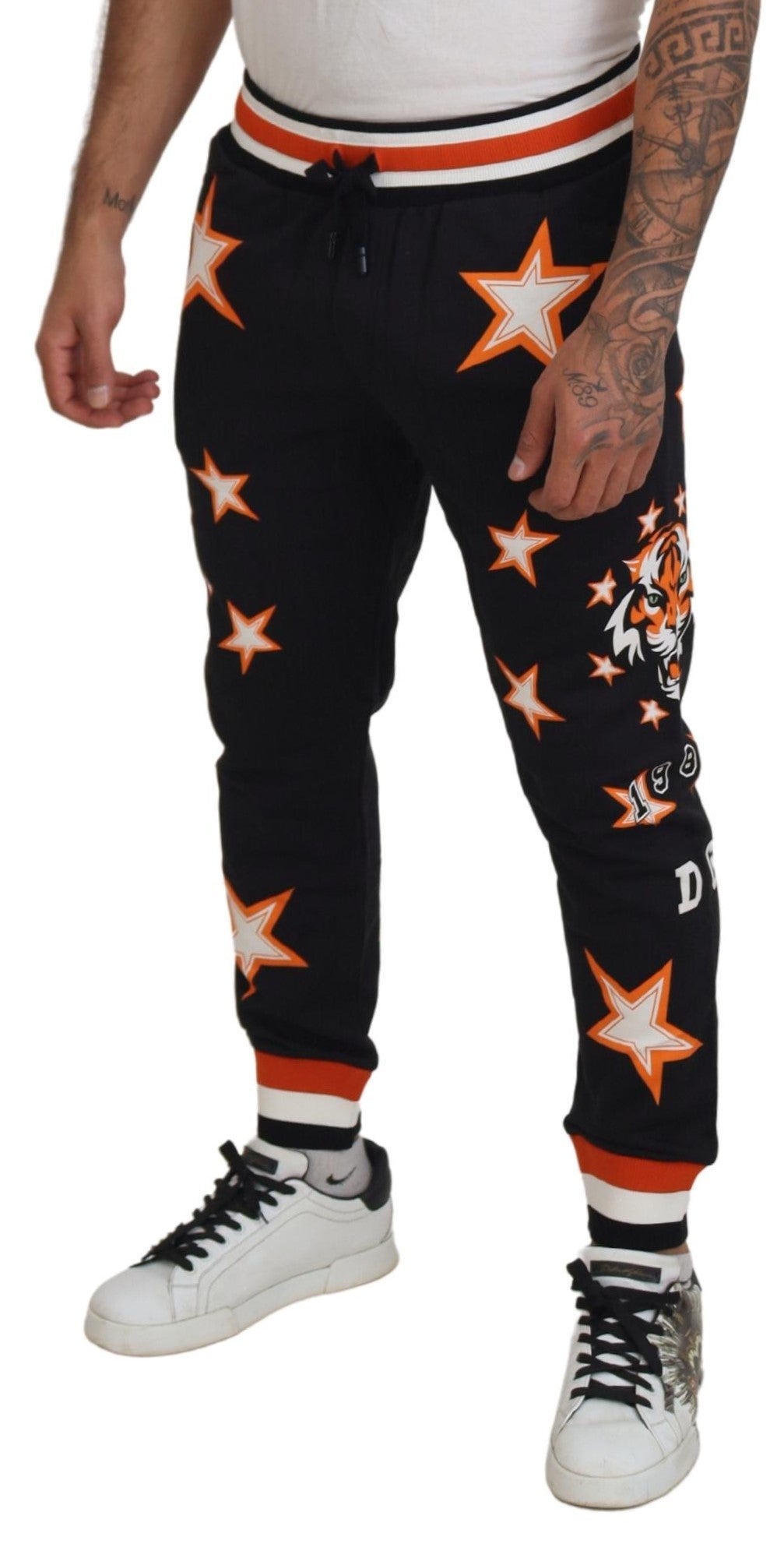 Schwarze Orange Star Sporthose