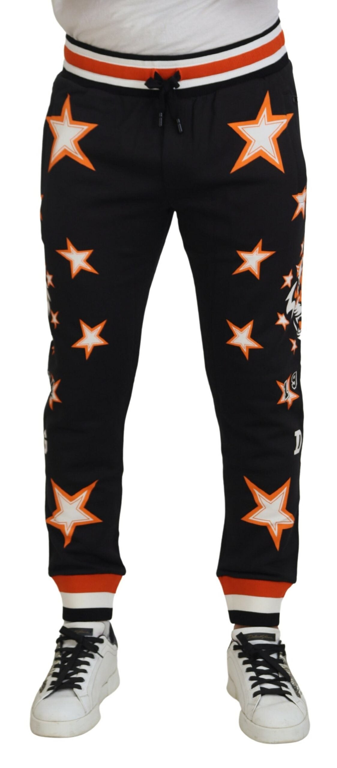 Schwarze Orange Star Sporthose
