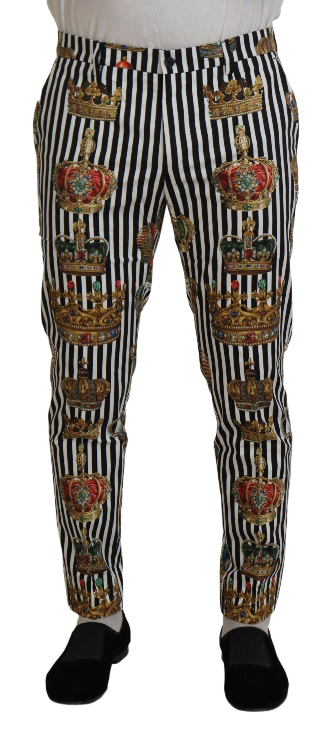 Weiße Baumwoll-Stretch-Krone Hosen