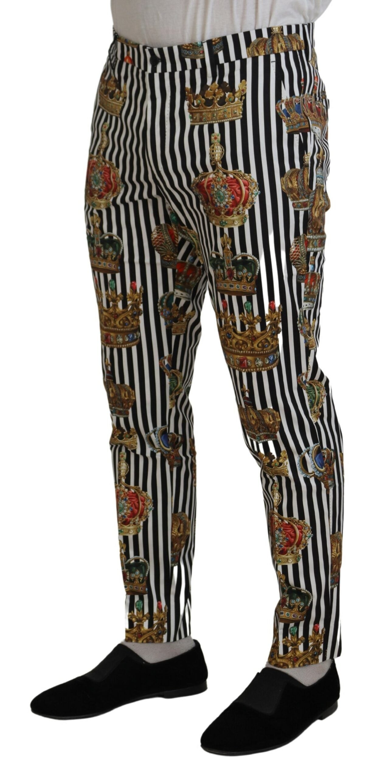 Weiße Baumwoll-Stretch-Krone Hosen