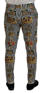 Weiße Baumwoll-Stretch-Krone Hosen