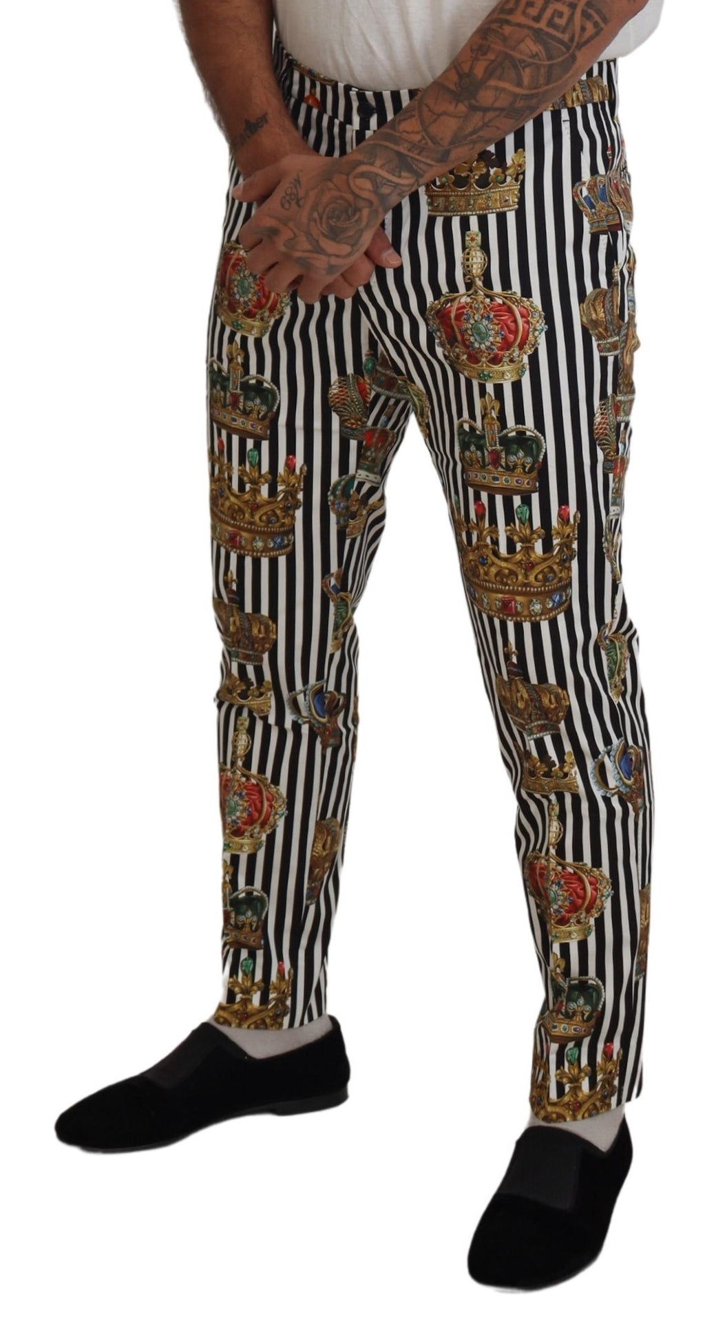 Weiße Baumwoll-Stretch-Krone Hosen