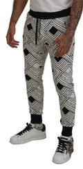Schwarze weiße Baumwollhose Sporthose