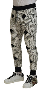 Schwarze weiße Baumwollhose Sporthose