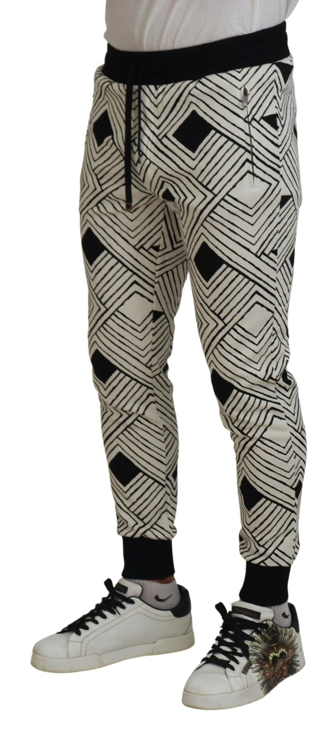 Schwarze weiße Baumwollhose Sporthose