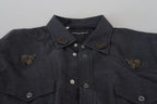 Blue Cotton Denim Crystal Bee Shirt