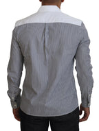 Gray White Striped Slim Fit Shirt