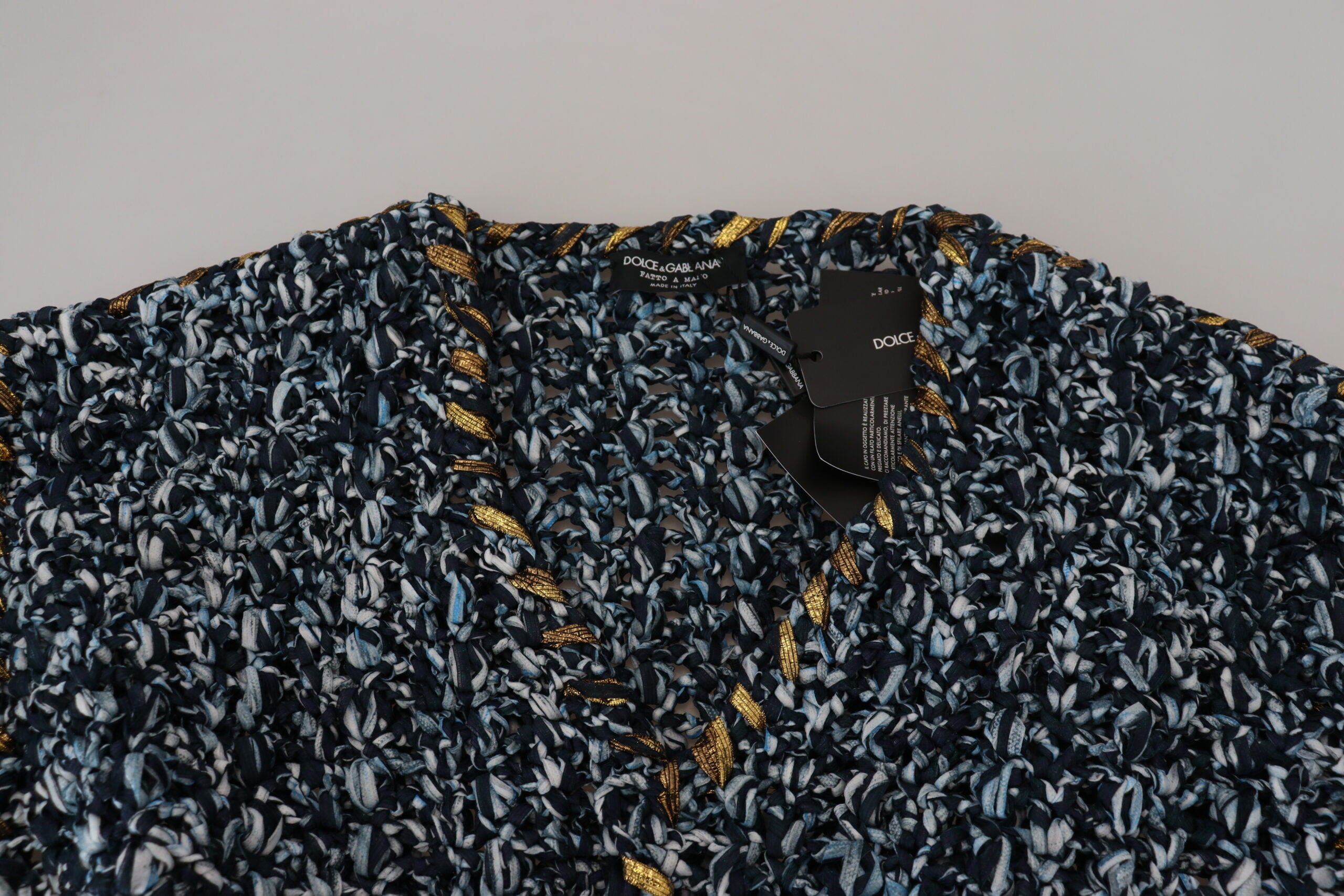 Blue Button Cardigan Handgestrickter Pullover