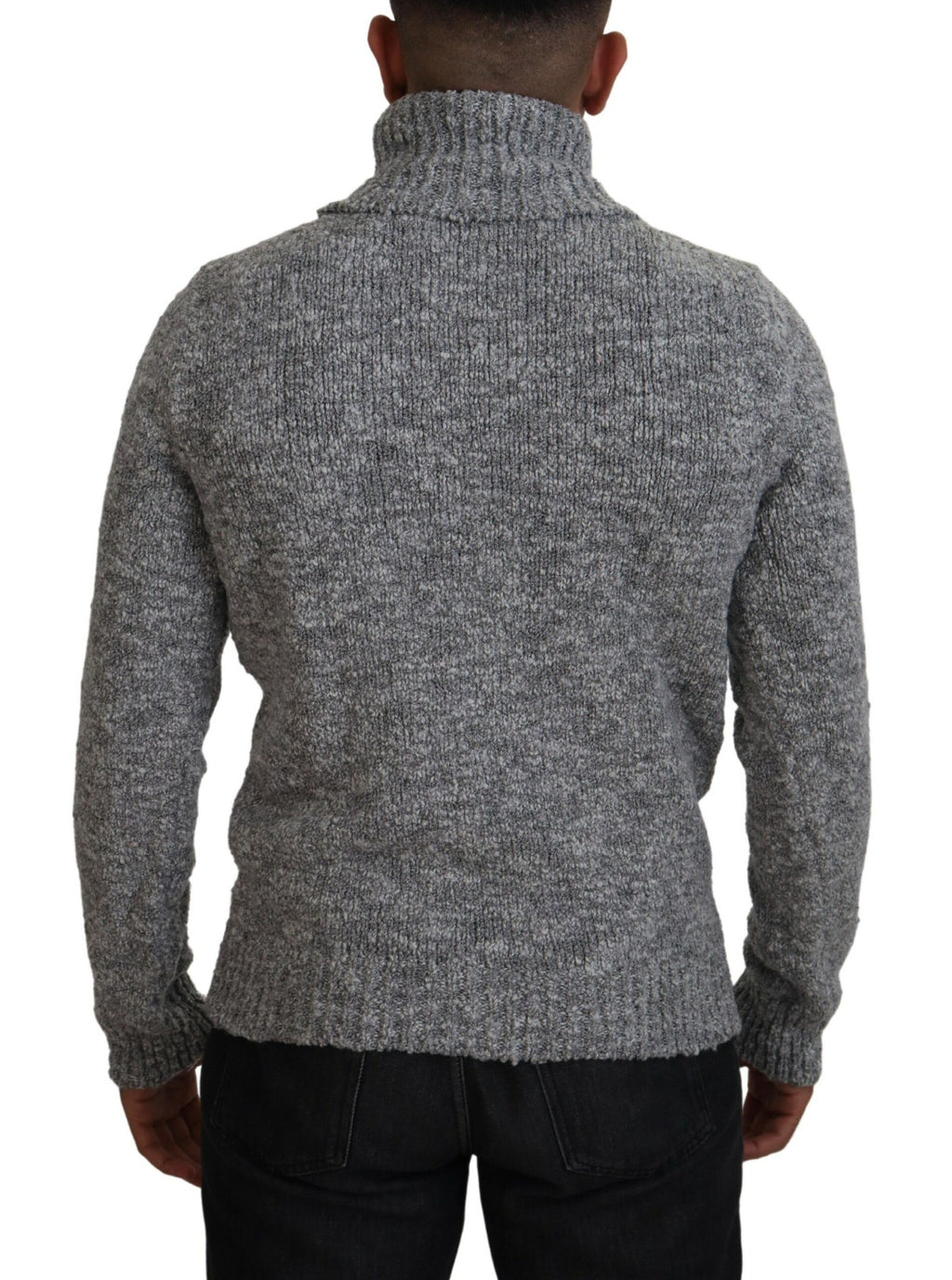 Grauer Rollkragenpullover aus Wolle
