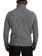 Grauer Rollkragenpullover aus Wolle