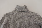 Grauer Rollkragenpullover aus Wolle