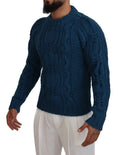 Blauer Pullover aus Wolle und Alpaka